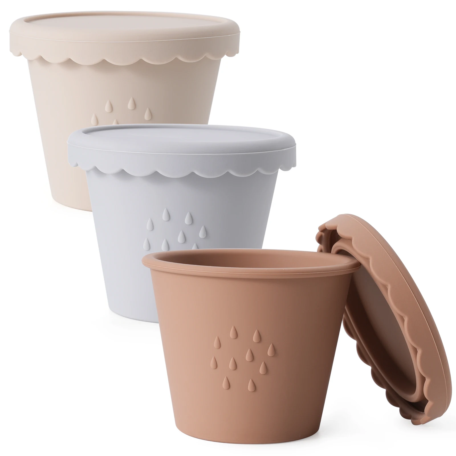 

3 Pack Silicone Baby Food Storage Containers, 4 oz Reusable Small Snack Containers Freezer Storage with Airtight Lids Leak Proof