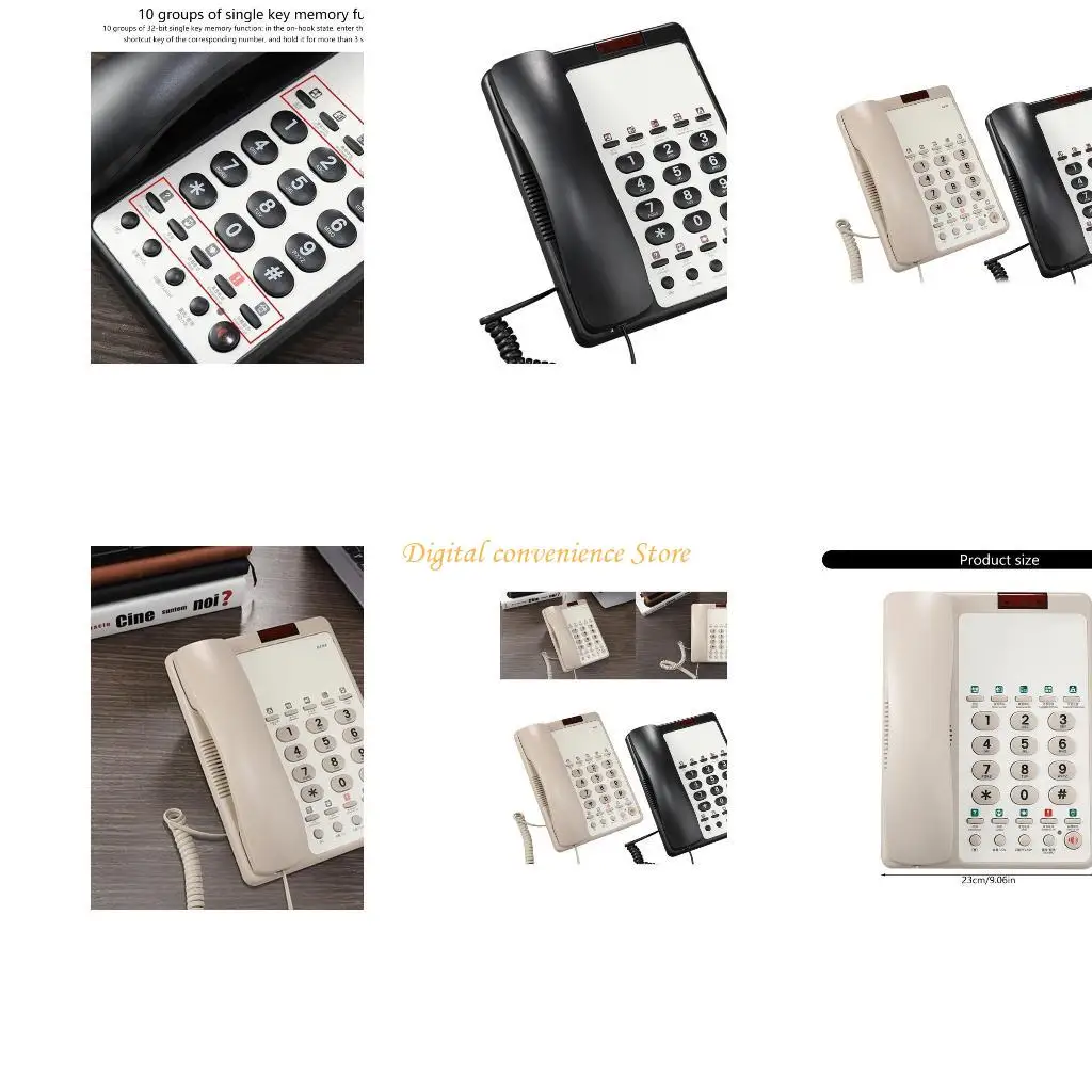 97QA B188B Fixed Landline Phone Desktop and Wall Mount Lanldine Telephone for Hotel