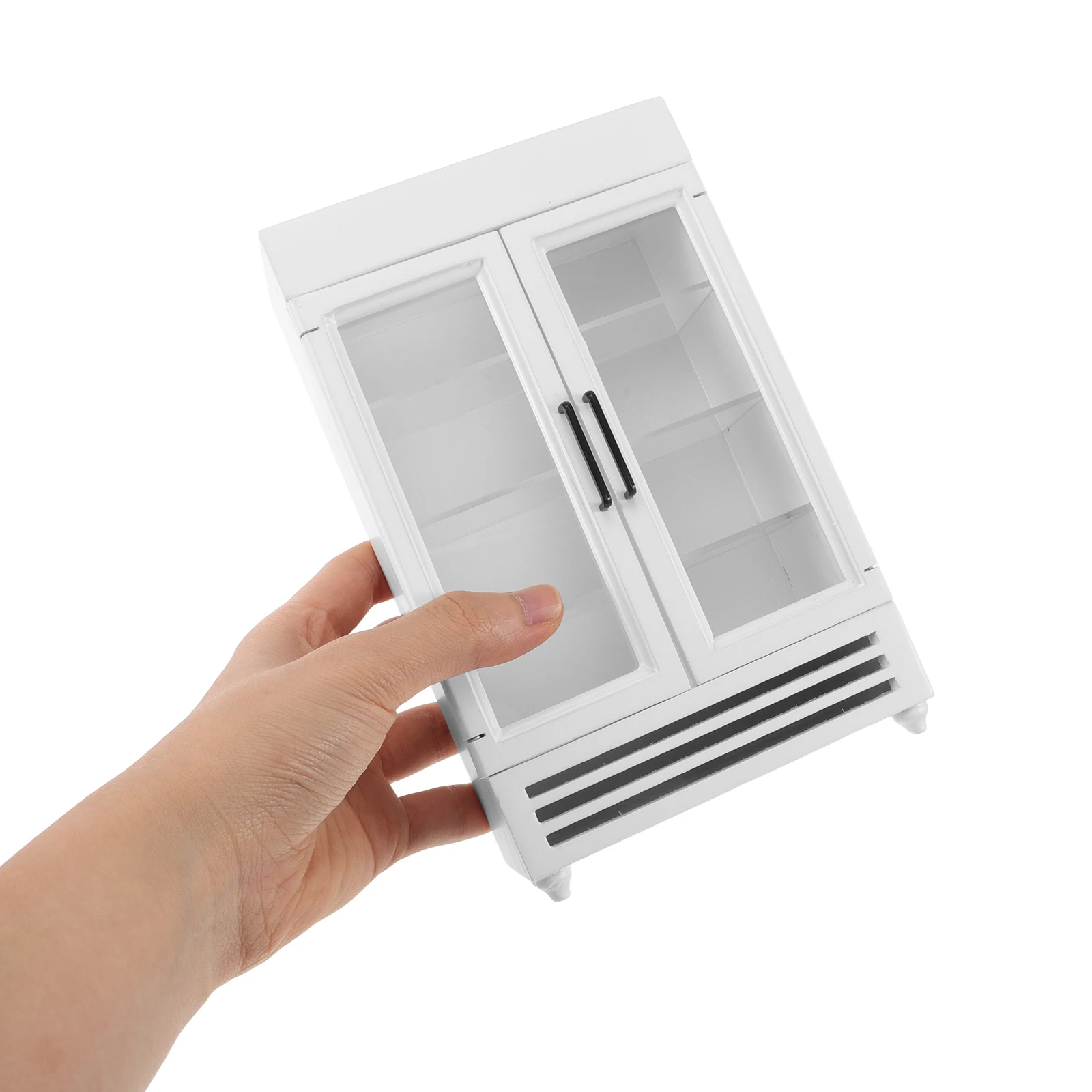 1:12 木製冷蔵庫リアルなデザイン頑丈な小型冷蔵庫工芸品用ミニチュアキッチンセットアクセサリーと互換性あり