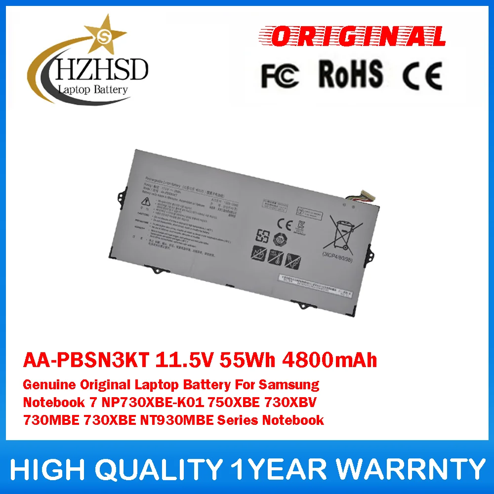 

AA-PBSN3KT 11,5 В 55 Втч 4800 мАч Оригинальный аккумулятор для ноутбука Samsung Notebook 7 NP730XBE-K01 750XBE 730XBV 730MBE 730XBE