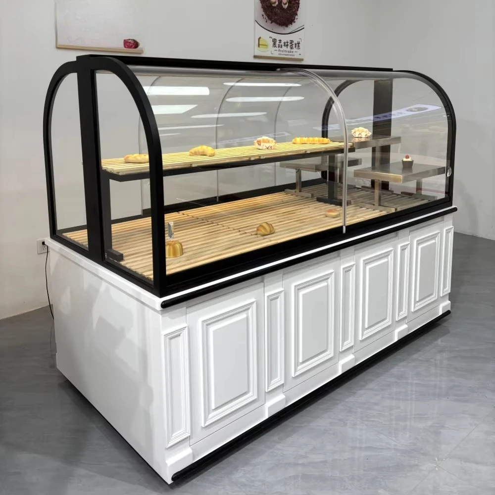 Display Stand Bakery Display Cabinet Cake Refrigerated Glass showcase Bread Whole Shop  Design Bread Display Case Customized