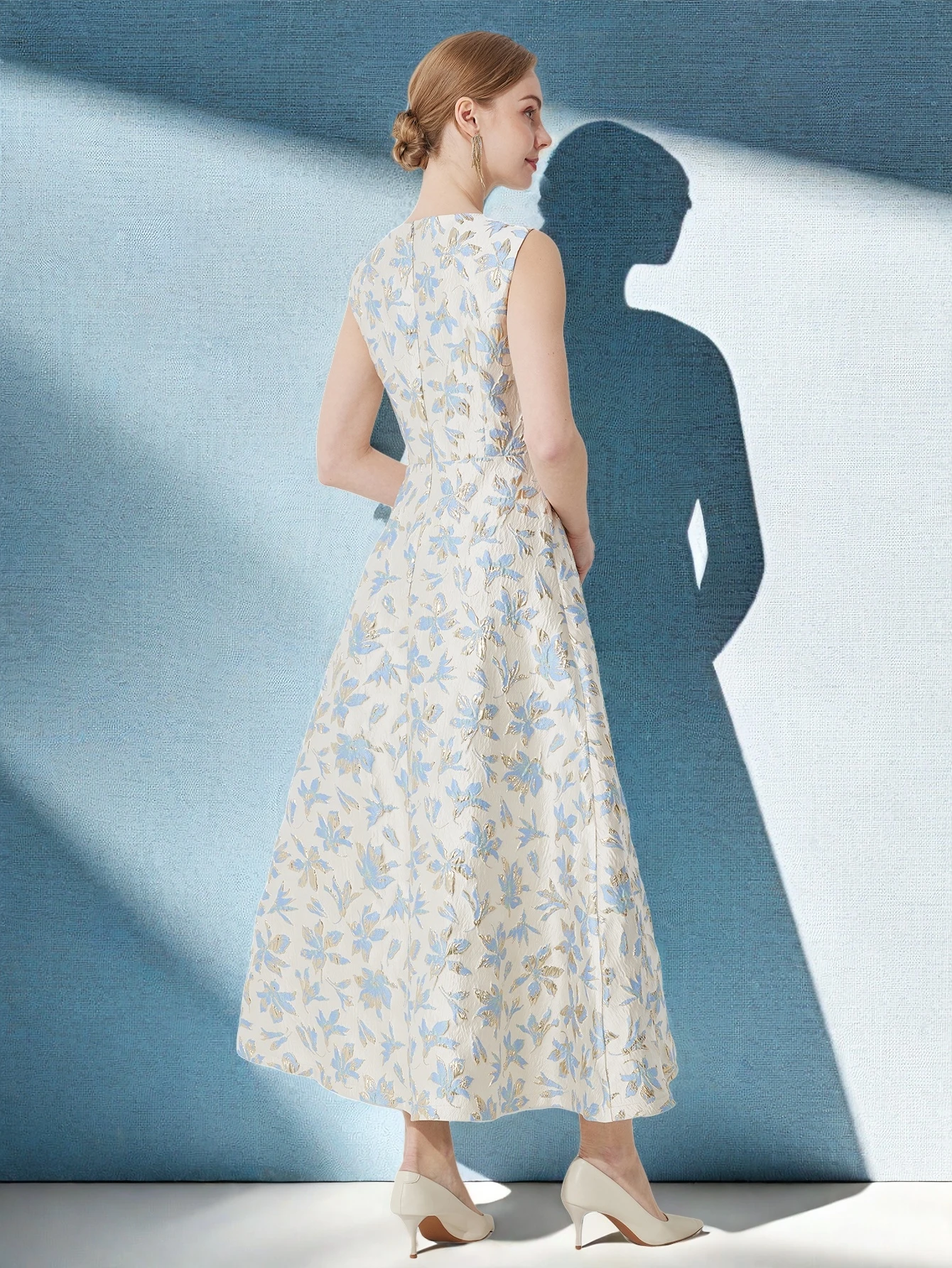 DEVCHATA Elegant Sleeveless Dress Women's Summer New Jacquard Long Maxi Dress Fashion Flower Vacation Party Girl Straps