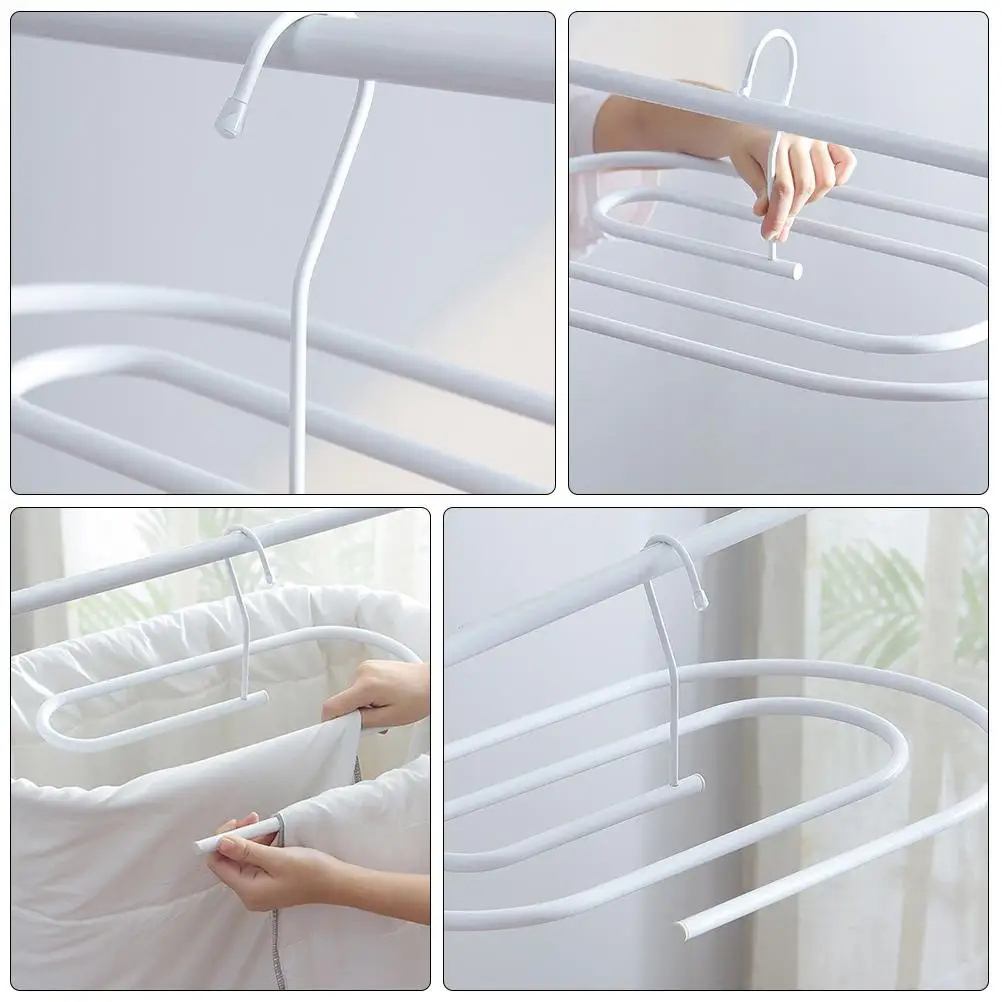 

Iron Spiral Quilt Drying Rack Heavy Duty Metal Hanger Space Saving Closet Organizer Laundry Clothes Dryer Balcony Storage