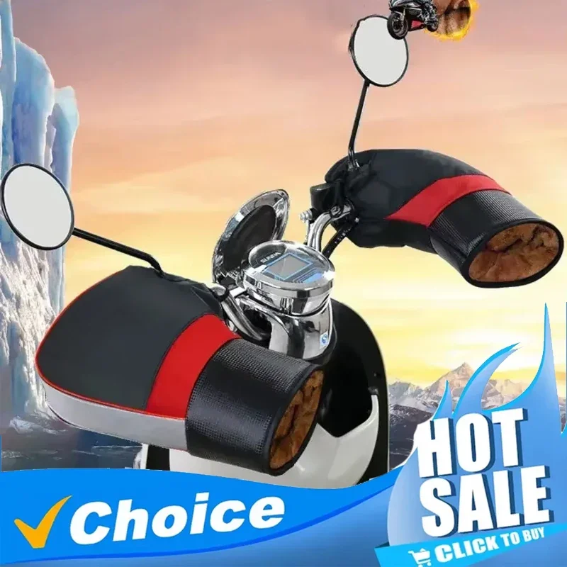 

Motorcycle Handlebar Cover Winter Battery Bike Windshield Gloves Windproof Warm Handle Thickened Reflective Strip