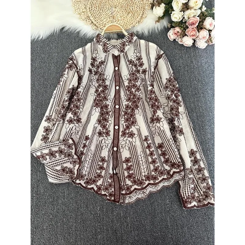 

Embroidered Design Women's Shirt Princess Sleeve Non-deformable Fabric Sleeveless Spring Fashion Cross-border Style