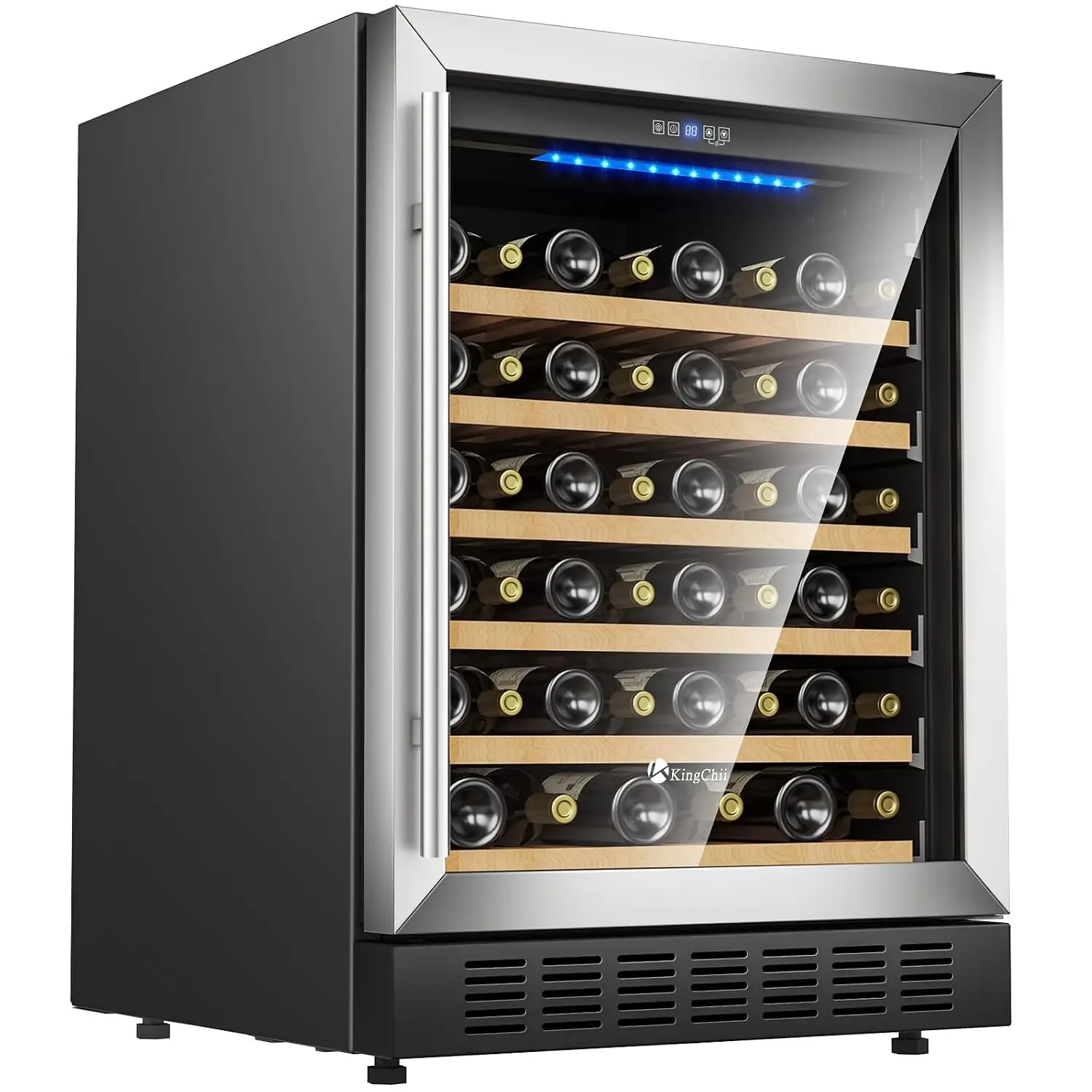 24 Inch 46 Bottle Wine Cooler Refrigerator Professional Compressor, Stainless Steel & Tempered Glass For Red Wine,, Customized