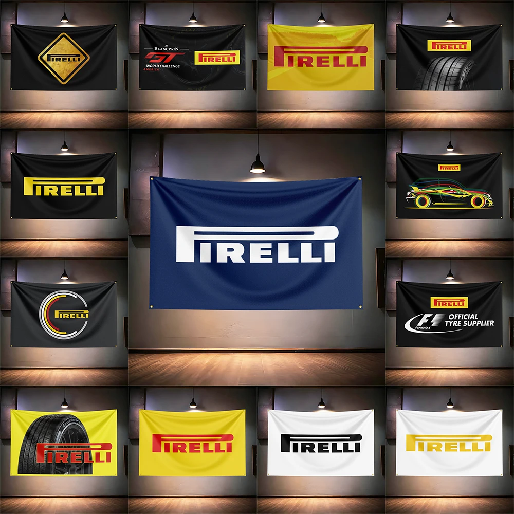 Bandeira de Pneus Pirelli 3x5ft 90x150cm para Garagem, Oficina Automotiva, Bar, Clube, Oficina de Tuning, Decoração de Parede, Banner de Corrida