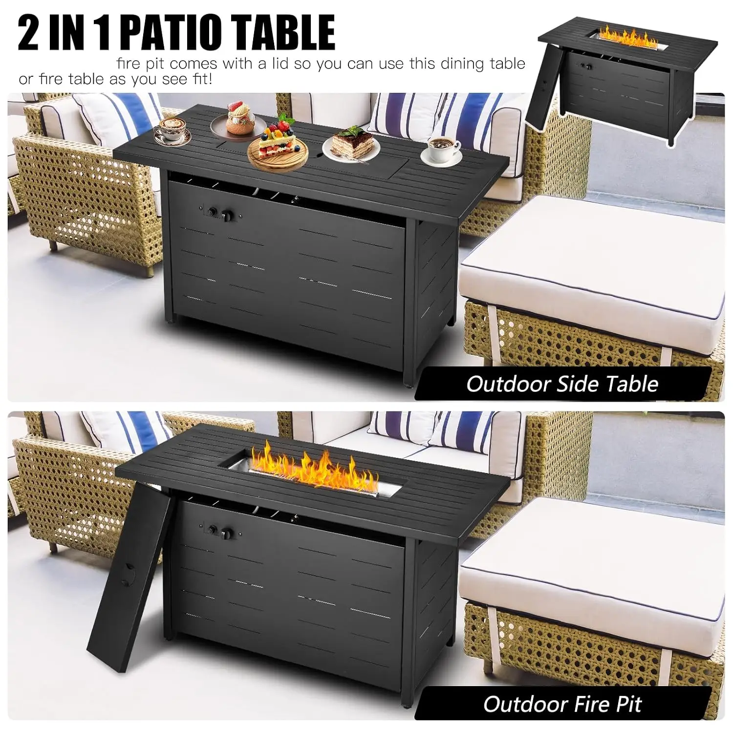 45 inch Propane Fire Pit Table 50000 BTU Outdoor Patio Heater Metal, Customized