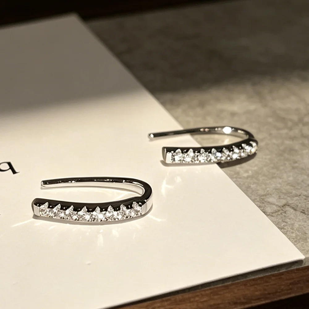 Luxury Simple Stud Earrings Silver CZ for Lady Daily Wear Ear Accessories Teens Low-key For Women Earrings Statement Jewelry