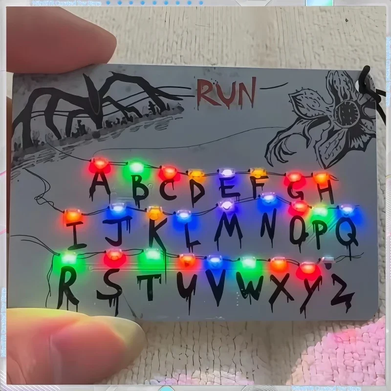 Stranger Things Season 5 Merch Light Pendant - 26 Letters3 Music4 Lights,Rechargeable - Car Pendant Festival Gift with Light Bag