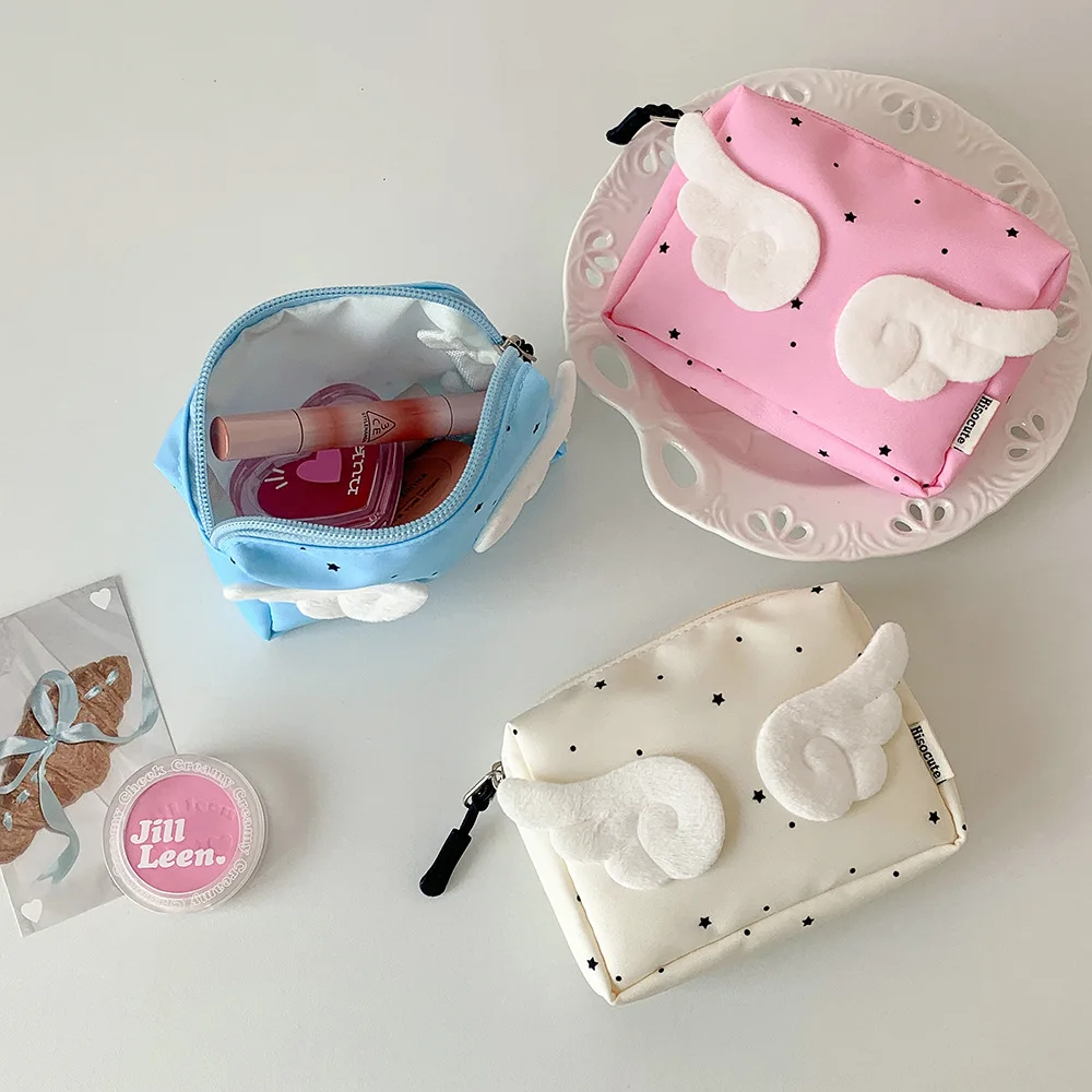 Mini Makeup Pouch Mini Wing Cosmetic Bag Kawaii Pouch Cotton Cute Storage Bag For Students Jewelry Handbag
