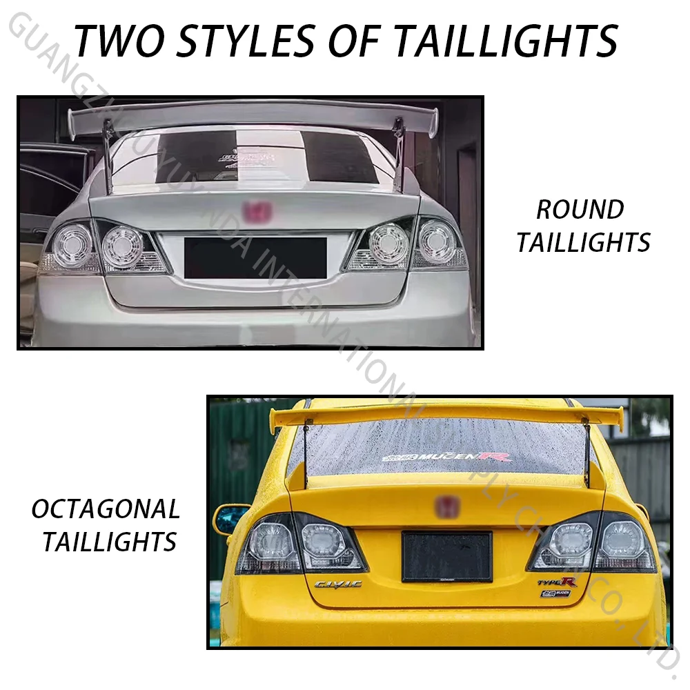 ホンダ シビック 2006-2011年式用 助手席側と運転席側のテールランプアセンブリ FD2