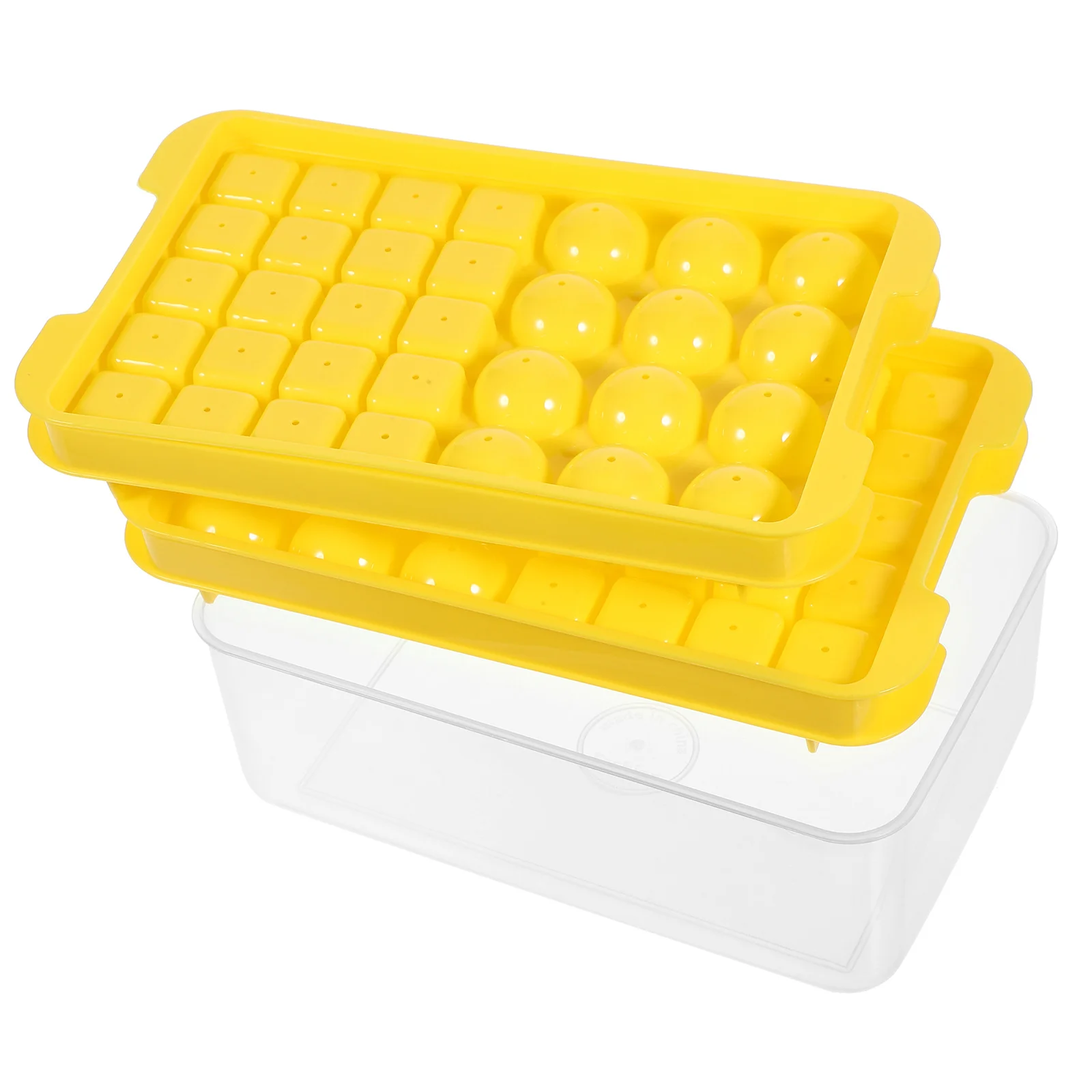 

1 set Cube Tray Mold For Freezer Stackable Reusable Plastic Ice Maker Tool For Home Parties Coffee Drinks Double Layer Round Ice