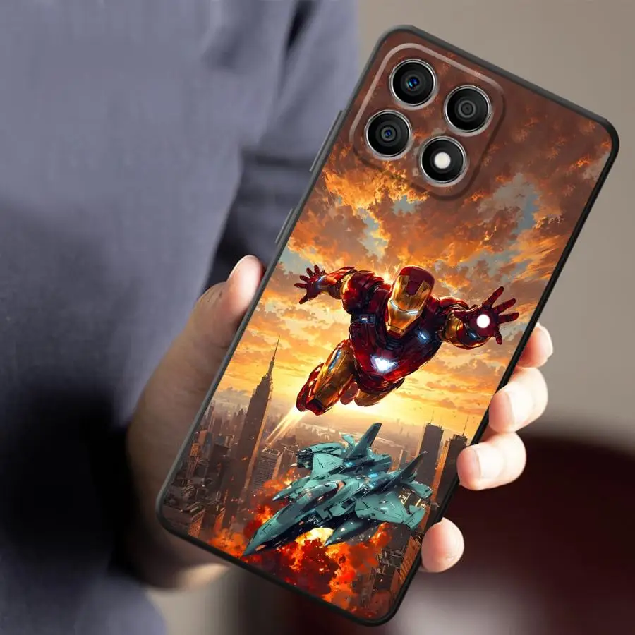 حافظة لهاتف Honor 8X X5b 70 Magic5Lite X6 X8 X9a 200 400 Lite 90X7 من Marvel Iron Man Spider Man باللون الأسود الناعم