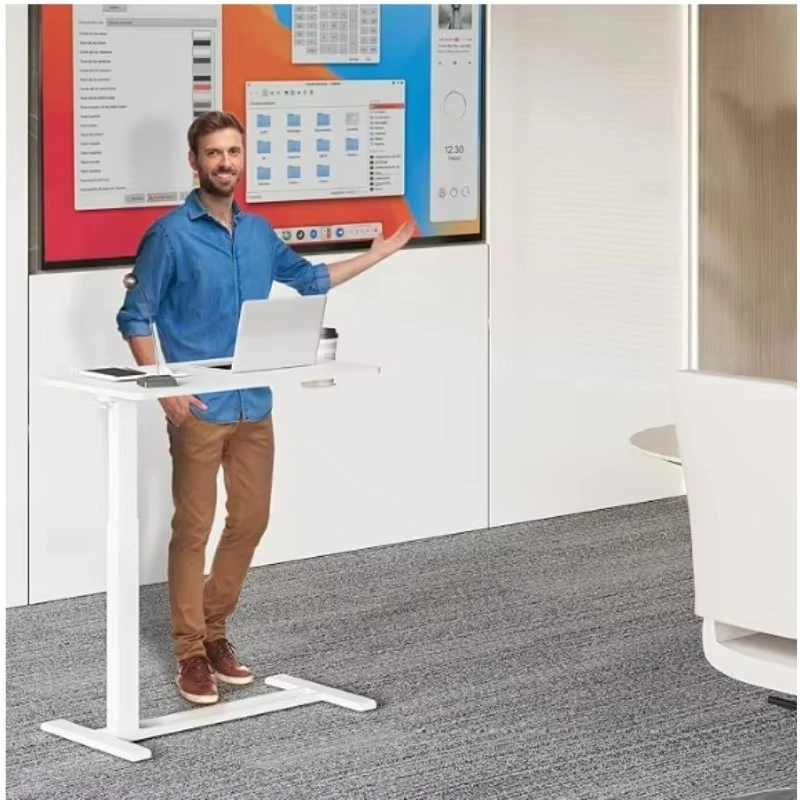 عجلات طاولة بجانب السرير معدنية قابلة للتعديل تعمل بالهواء المضغوط لتناول الطعام في المستشفى والمدرسة والسوبر ماركت وغرفة النوم والصالة الرياضية #2