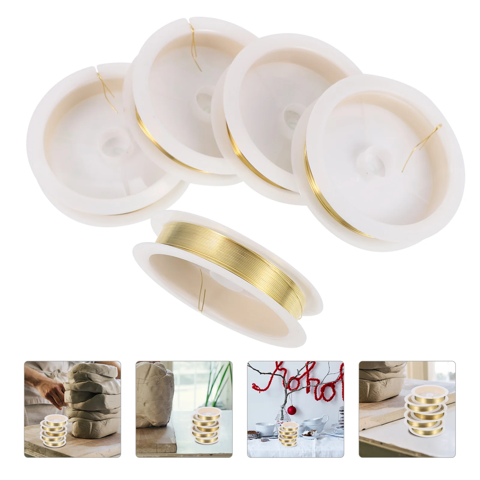 

5 Rolls Jewelry Shaped Copper Wire Making for DIY Stainless Steel Bracelet Crafting