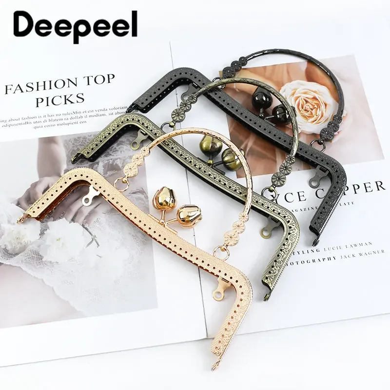 2/4Pcs 20.5cm Metal Bag Handles Purse Frame Kiss Clasp for Handbag Sewing Brackets Handle DIY Handmade Bags Making Accessories