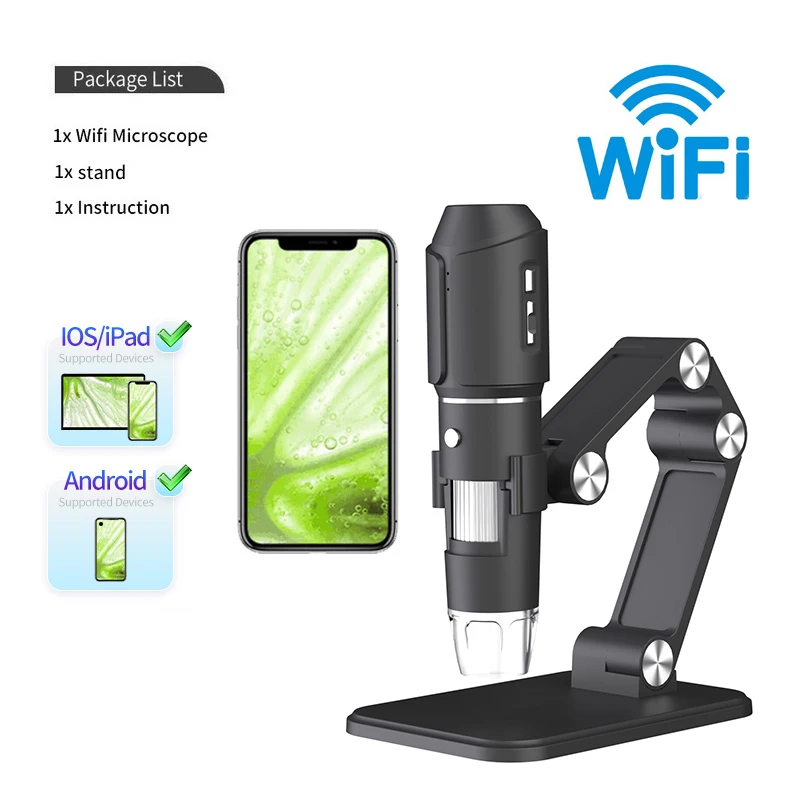 Wireless Digital Microscope for Mobile Phone Repair 1000X 1080P HD Wifi Microscope Camera for Solderin for Adult Kids With Stand