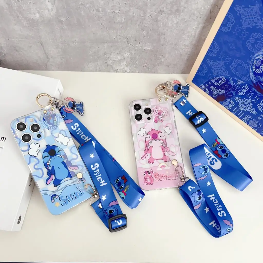 Angry Stitch For iPhone 15 14 13 12 11 Pro Xs Max Xs XR 7 8 6 Plus SE 2020 Case Wrist Strap Ornament