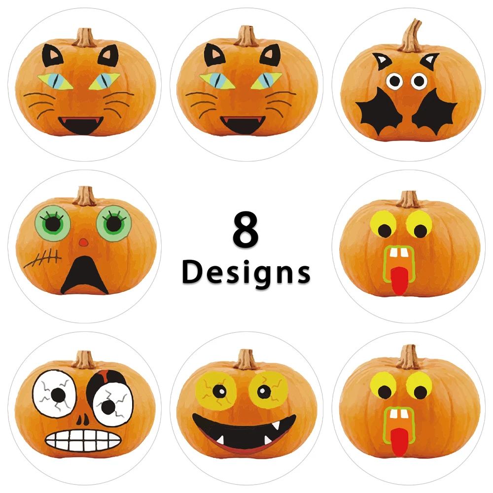Halloween Abóbora Esqueleto Adesivo para Crianças, Etiqueta Feliz, Party Toy, Acessórios de Cozimento, Decoração DIY, 1 Polegada, 500Pcs