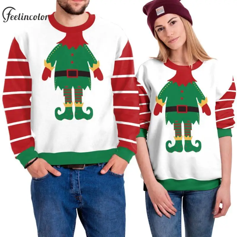 Dwarfs Graphic Ugly Christmas Sweatshirt for Men Red Green Crewneck Pullover Holiday Party Casual Couple Streetwear Family Gifts