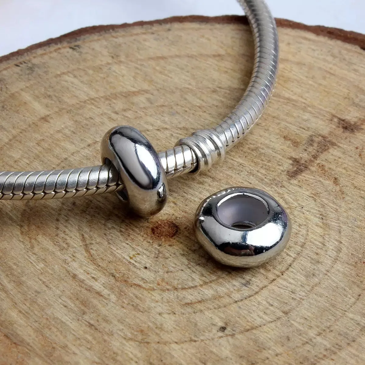 10pcs/lot Stainless Steel Stopper Clip Beads Charms with Rubber Inside Fit Bracelet Bangle DIY Jewelry Making