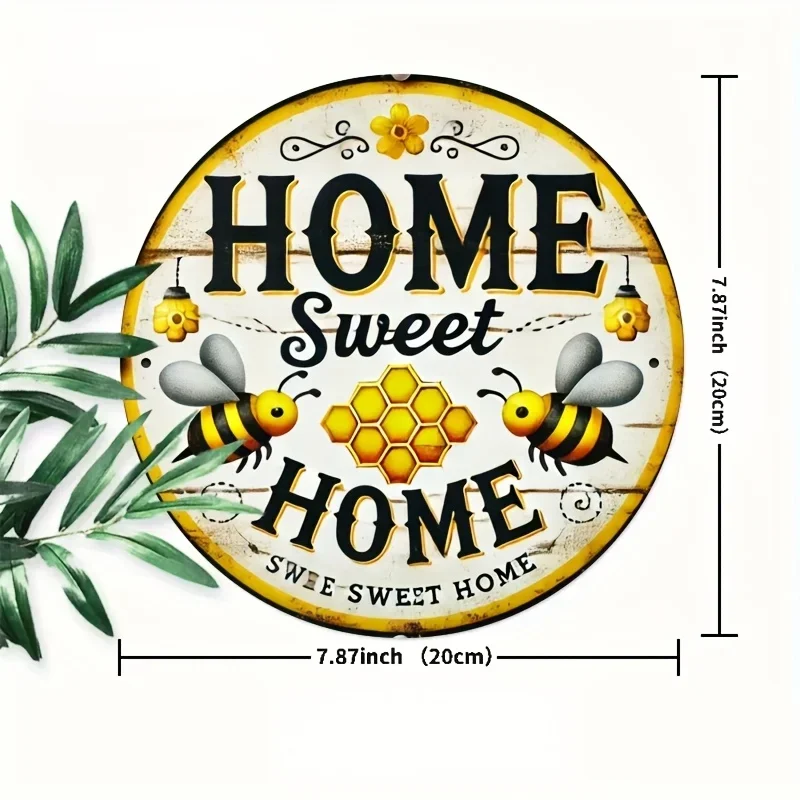 لوحة فنية جدارية معدنية عتيقة 'Home Sweet Home' - لافتة قصدير مطبوعة ثنائية الأبعاد للديكور الداخلي/الخارجي، لا حاجة للكهرباء #4