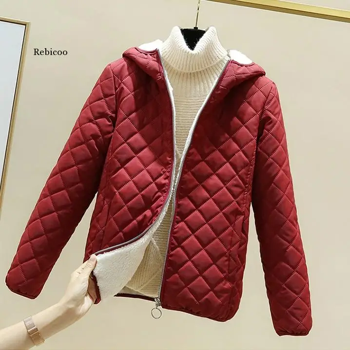 

Fashion Women's Cotton Coat New Winter Jackets Short Hooded Lamb Down Thicken Warm Jacket Parkas Winter Parka Outwear