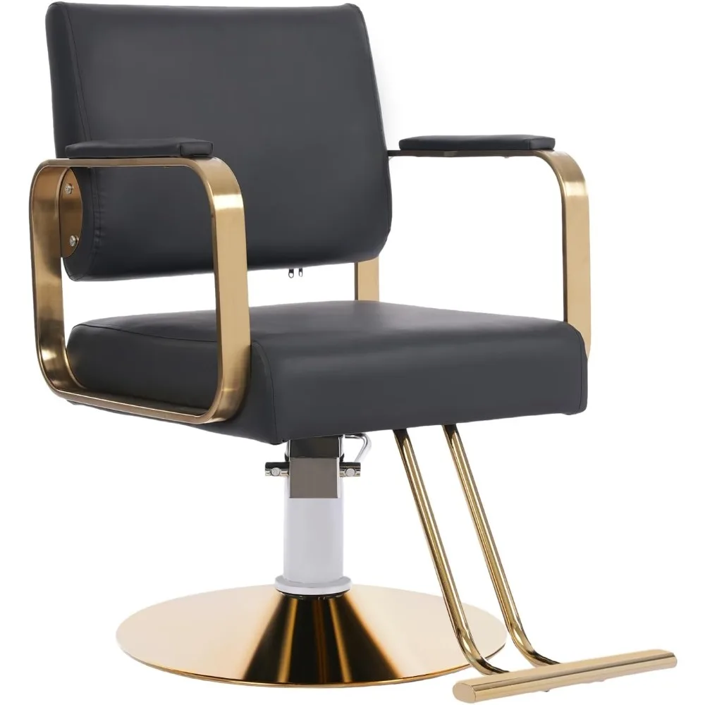 

Salon Chair for Hair Stylist, Silvery Artist Hand Gold Barber Chair – Hydraulic Styling Chair with Adjustable Headrest