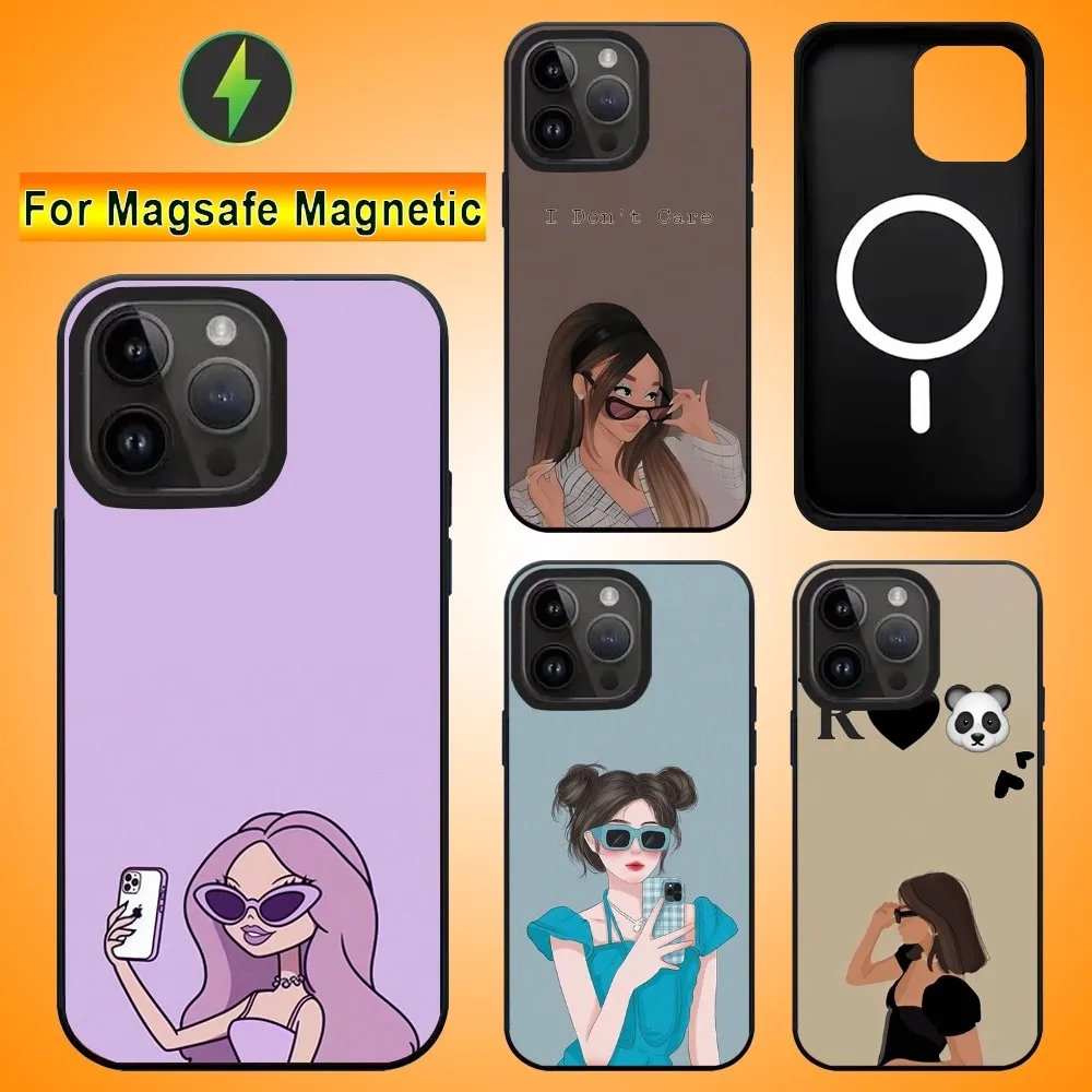 

Sunglasses Girl Phone Case For IPhone 15 14 13 Pro Max 11 12 Mini Alex Mirror For Magsafe Wireless Charging Cover