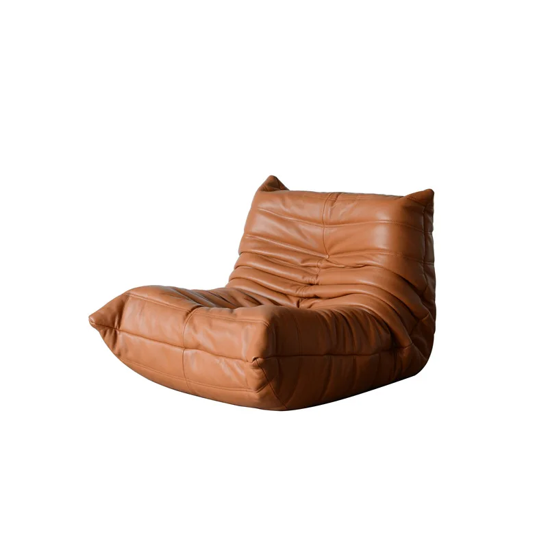 

Designer Caterpillar Single Sofa Living Room Bedroom Lazy Fabric Art Leather Art Leisure Chair Small Apartment Cream Wind