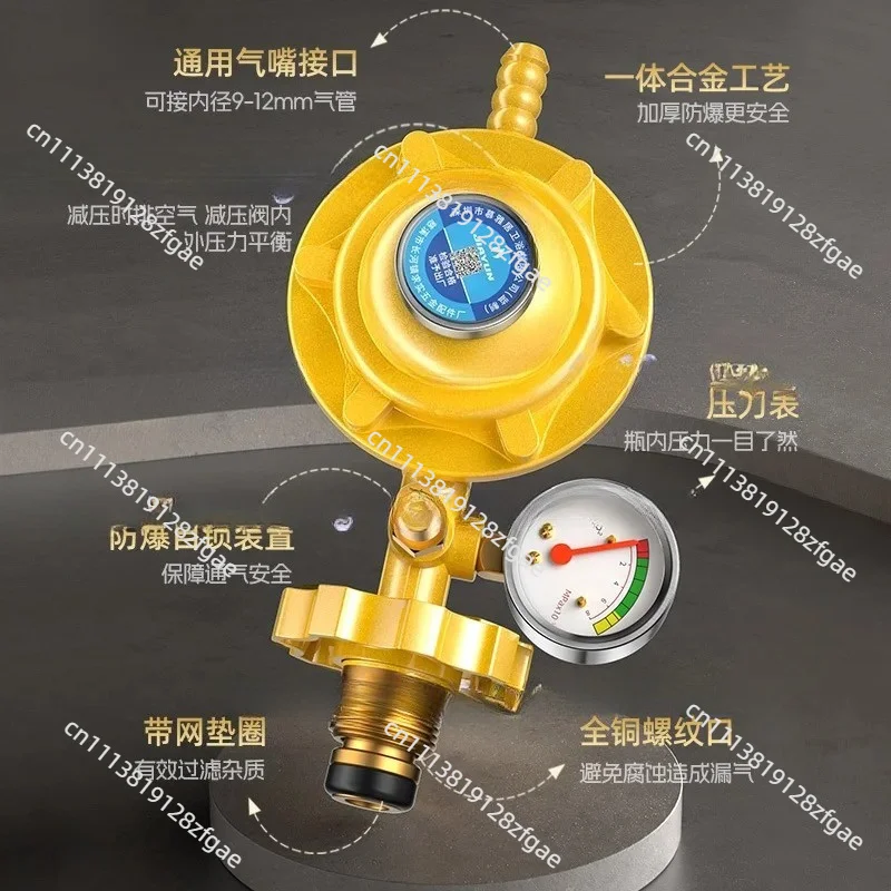 Liquefied Gas Pressure Reducing Valve Pressure Regulating Cooker Accessories Durable Copper Screw Pressure Gauge self-closing