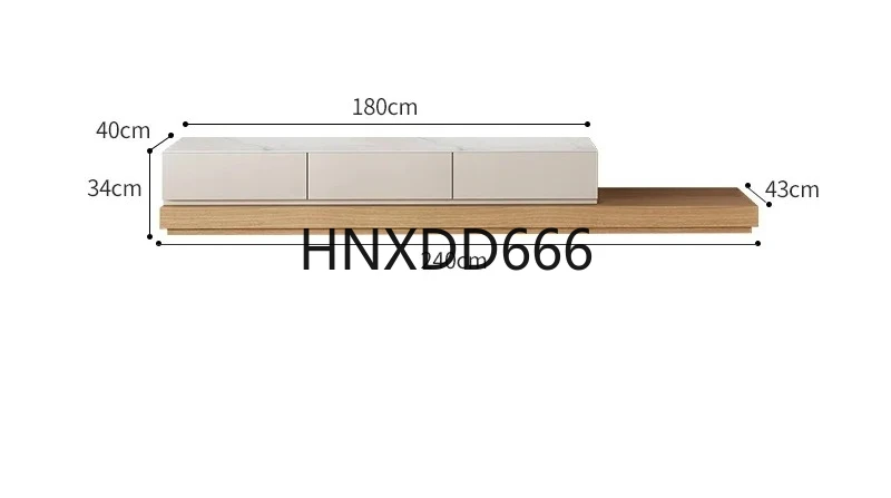 

Wood Color TV Cabinet Unit Simple Living Room Small Apartment Stone Plate Retractable Floor TV Cabinet