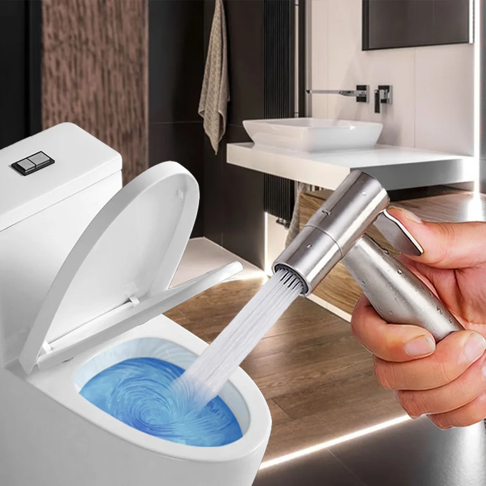 Bathroom Stainless Steel Faucet Spray Handheld Toilet Bidet Faucet Stainless Steel Hand Bidet Sprayers Brushed Water Sprayer