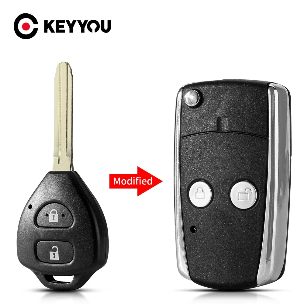 KEYYOU Modified Folding Key For Toyota Camry 40 Corolla Scion RAV4 Avalon Reiz 4Runner 2/3/4 Buttons Remote Car Key Case Shell