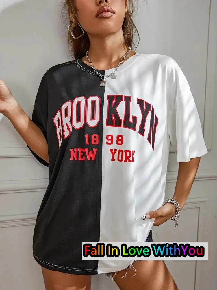 Popular Brooklyn New York Printed Women Round Neck T-shirt Casual Style Short Sleeved Top Quick Drying Fashion Vacation Clothing