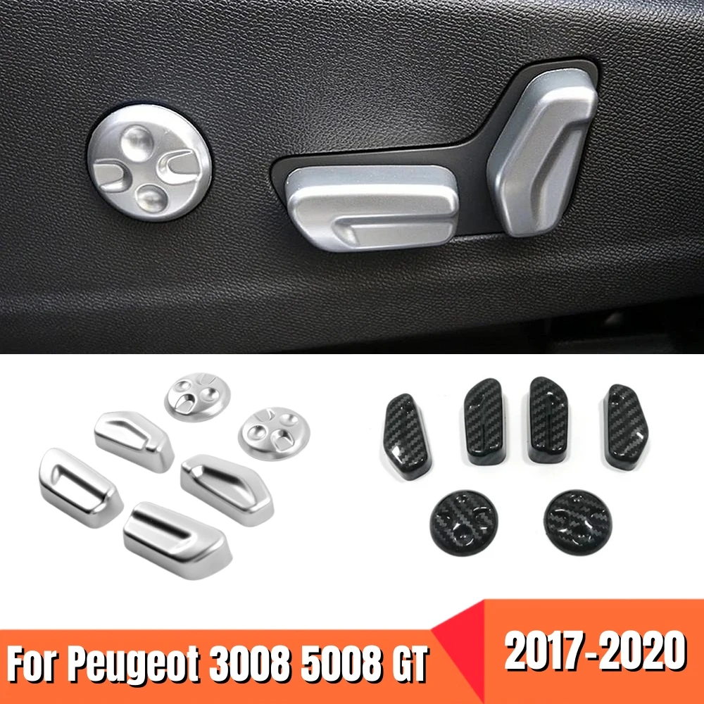 

For Peugeot 3008 GT 5008 2017 2018-2020 ABS Matte/Carbon fiber Interior Accessories car Seat Adjust Switch Button Cover Trim