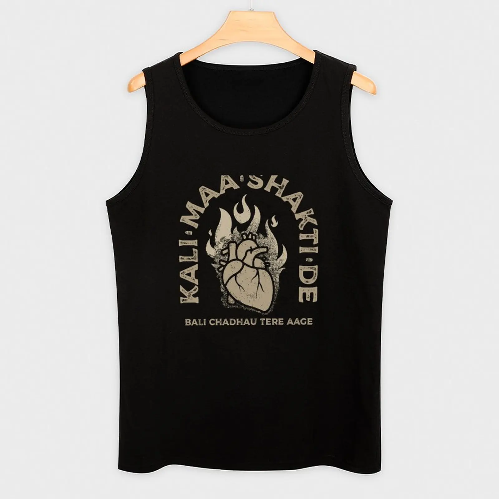 Kali Maa Flaming Heart Tank Top Street Hip Hop Tank Top Casual Sleeveless Wear