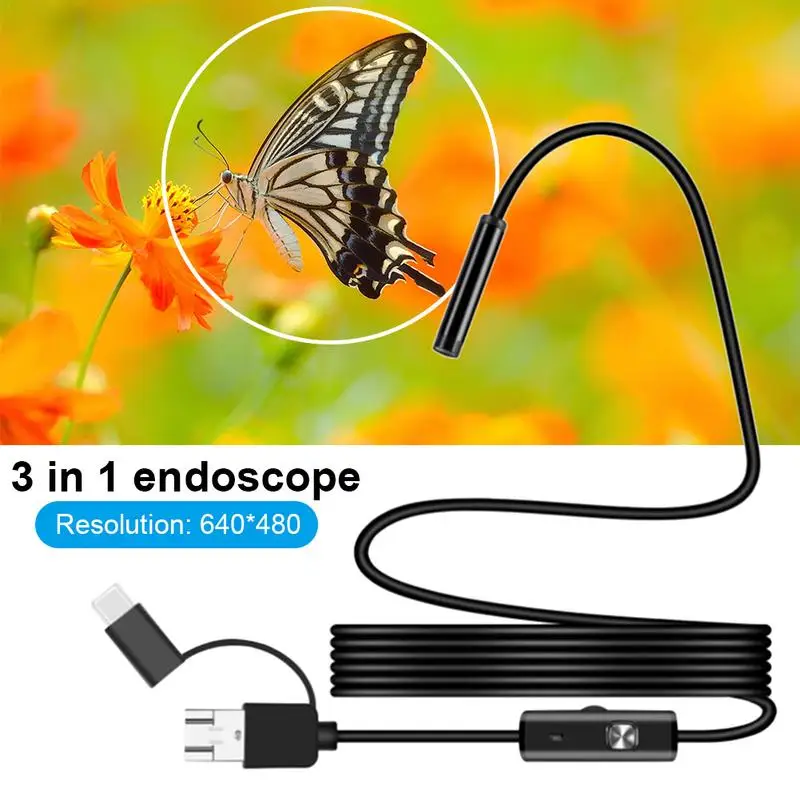 USB Borescope Endoscope Camera Waterproof Inspection USB Mini Endoscope Camera 1m/2m/5m Flexible Cord Cable Pipeline For Andriod