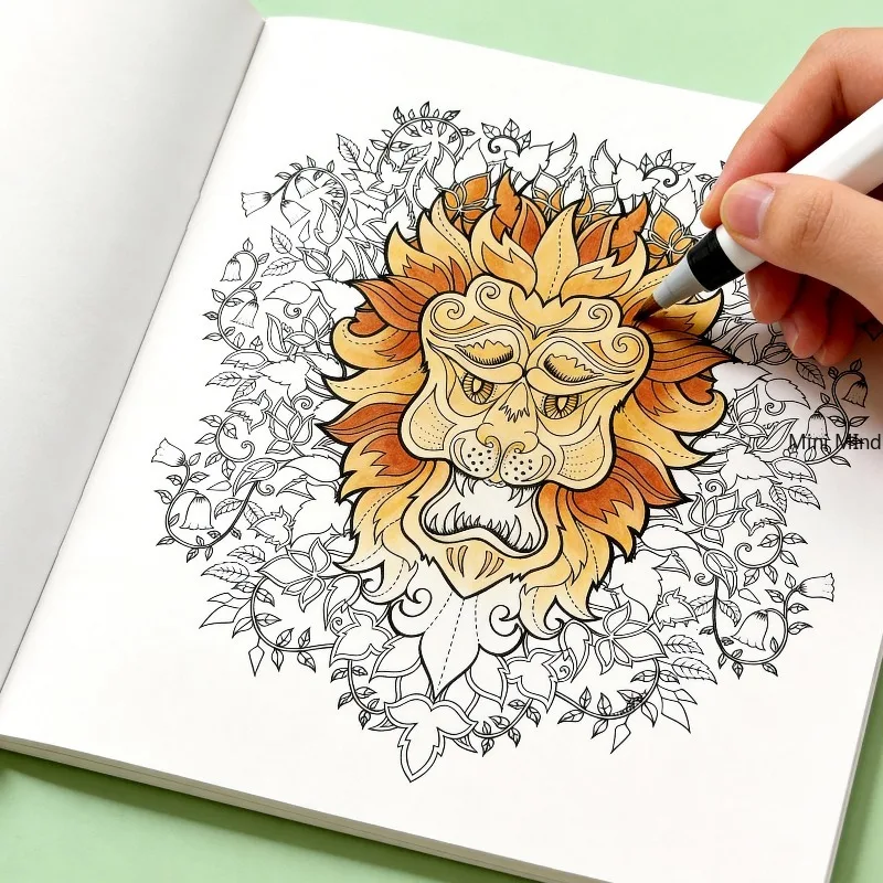 A Healing Forest Natural Style Painted Copy Book, Animal/forest Theme, Mandala Line Drawing, Emotional Relaxation Graffiti Book
