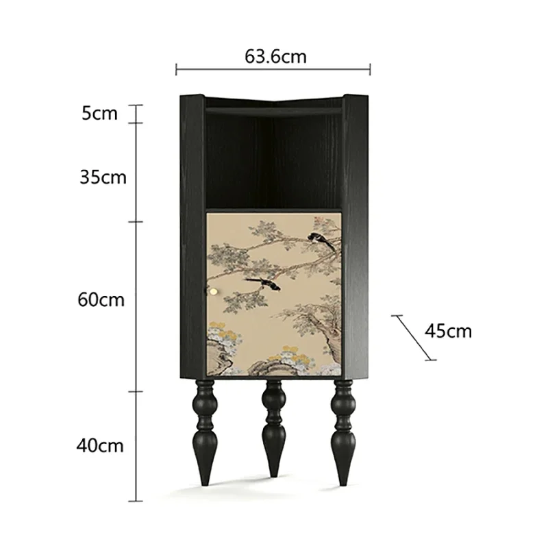 S Retro Triangle Cabinet French Small Apartment Storage Curio Cabinet Living Room Corner Display Wine Cabinet