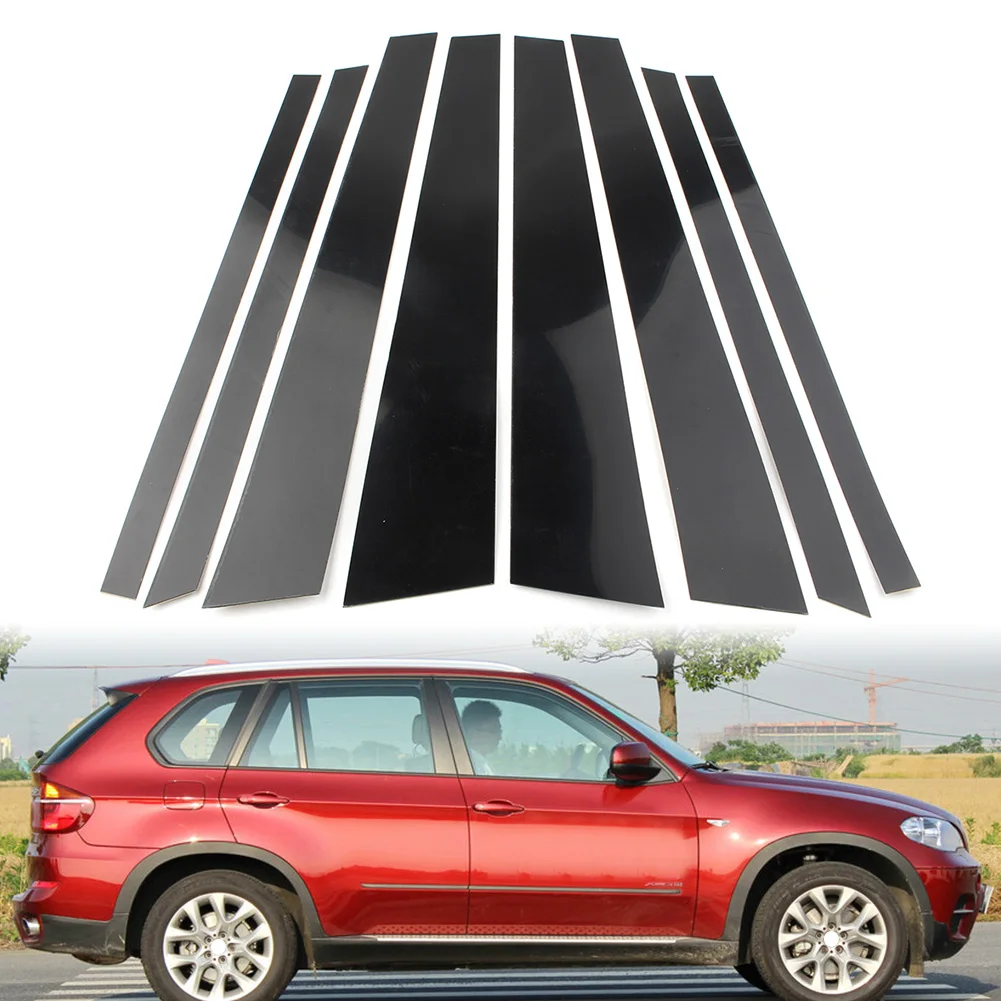 

8pcs For BMW X5 E70 2007-2013 Car Door Window Trim Pillar Posts Black Cover Panel Decoration 2007 2008 2009 2010 2011 2012 2013