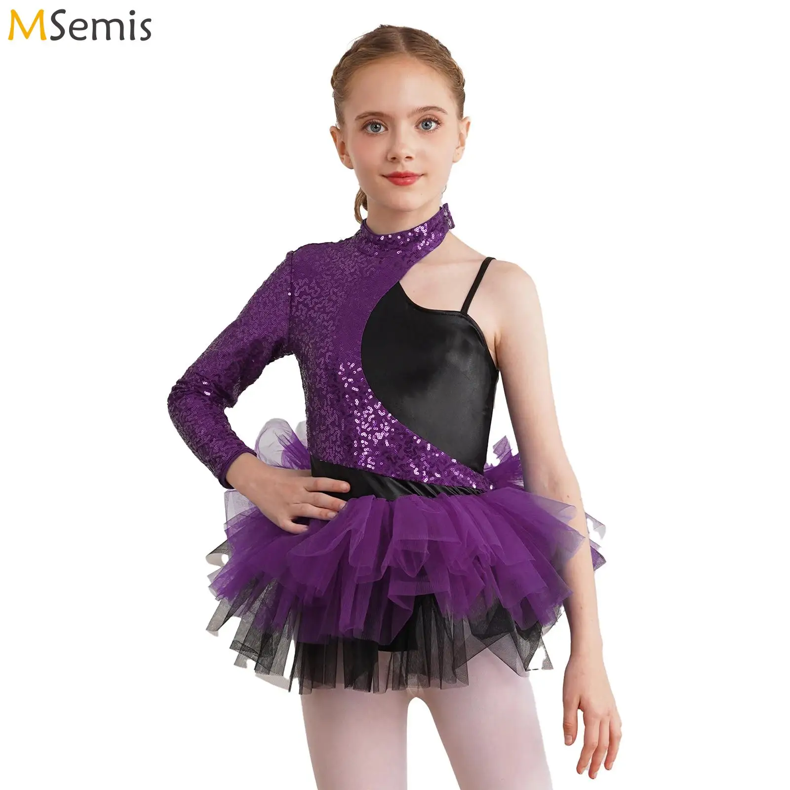 

Girls Ballet Tutu Dress Glitter Sequins Jazz Dance Leotard for Ballerina Outfit Figure Skating Dance Costume Gymnastics Bodysuit