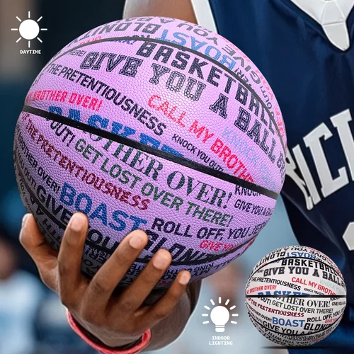 Imagen 2 del producto Baloncesto que cambia de Color, tamaño oficial 6/7, cuero compuesto, baloncesto callejero duradero de alta calidad para niño y niña, pelota de juego de regalo
