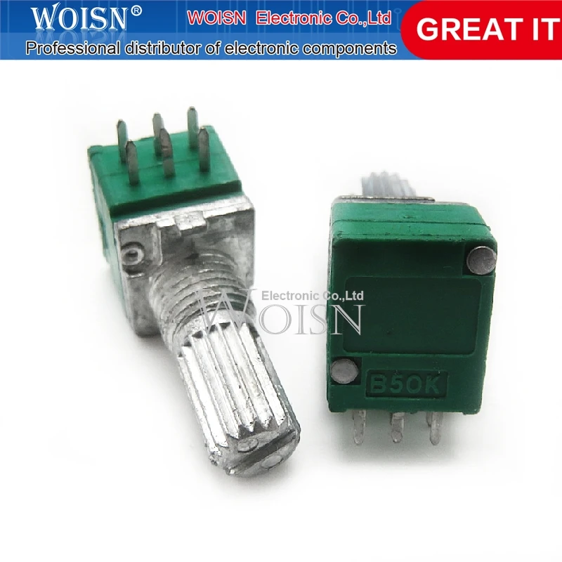 10pcs/lot 6 feet handle length 15MM double potentiometer RK097G B50K