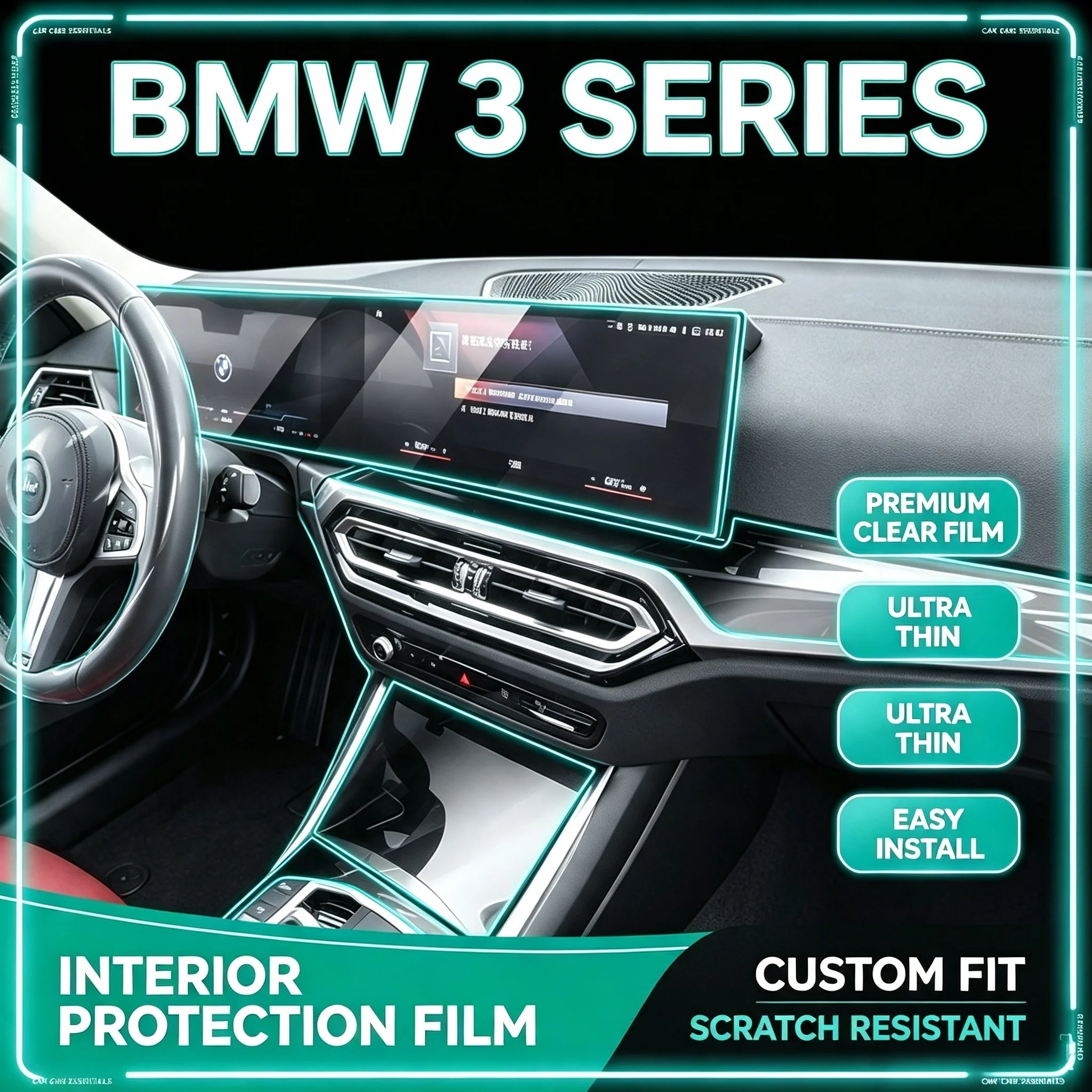 For 25 models of BMW 3 series interior film center console gear  instrument navigation screen transparent protective film