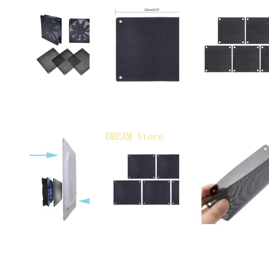 5PCS PVC Fan Dust Filter Dustproof for Case Computer Mesh Cover 12/14/9/8/7cm Best Sale