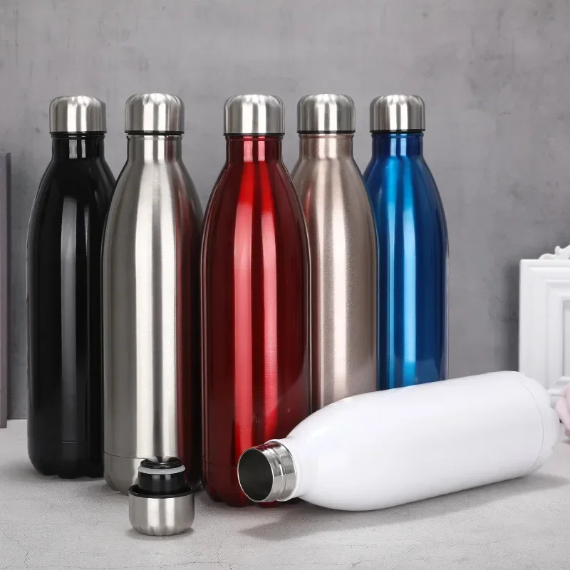 350/500/750/1000ml 304 Stainless Steel Vacuum Flask Double Wall Water Bottle Leak-proof Thermos Bottle Sports Fitness Bottle