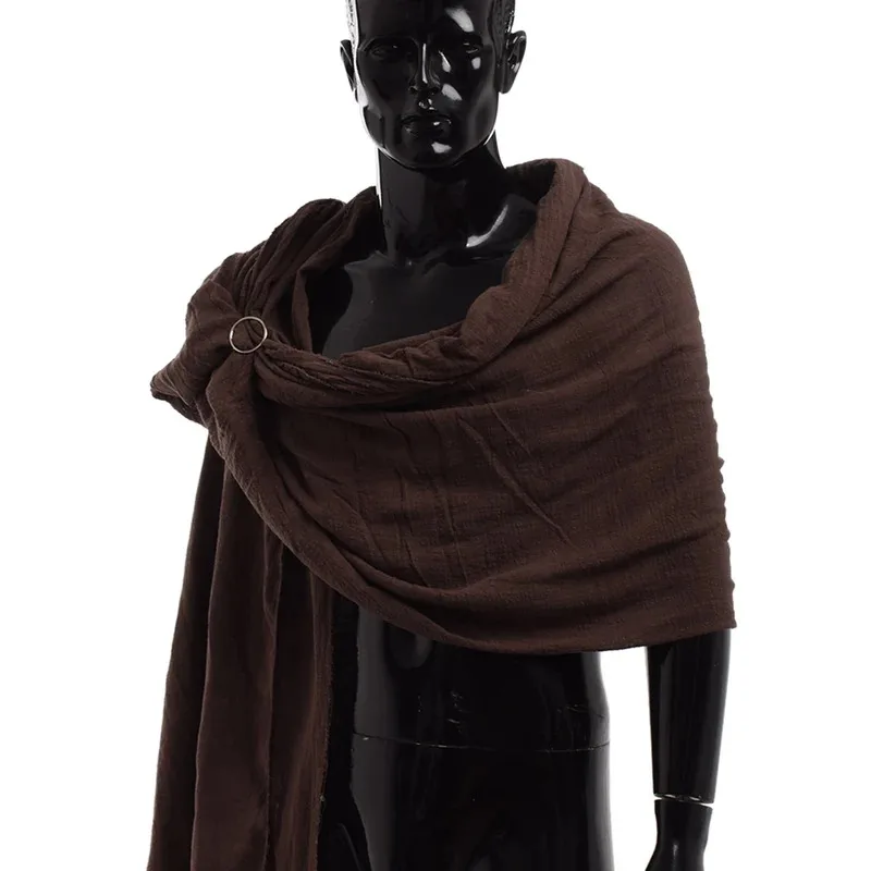 qq34Men Medieval Scarf Hood Brown Black Blue Wrap Cloak Primitive Neckerchief Sjaal Middle Ages Mittelalter Shoulder Cowl