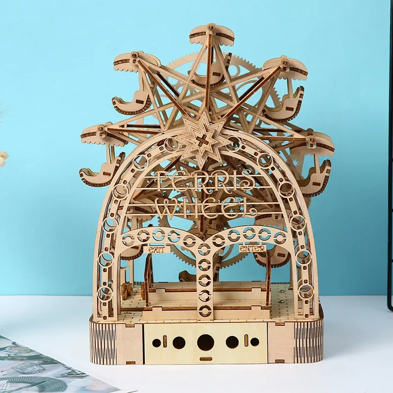 

New Hand-cranked Ferris Wheel 3D Three-dimensional Puzzle Children's Creative Educational Toys Puzzle Desktop Ornaments